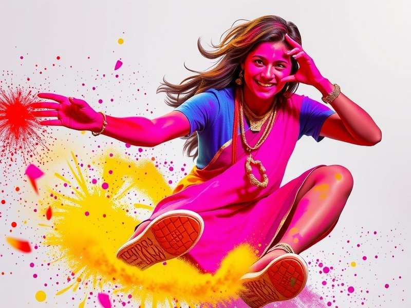 Rainbow Holi Blast gameplay showing colorful powder effects